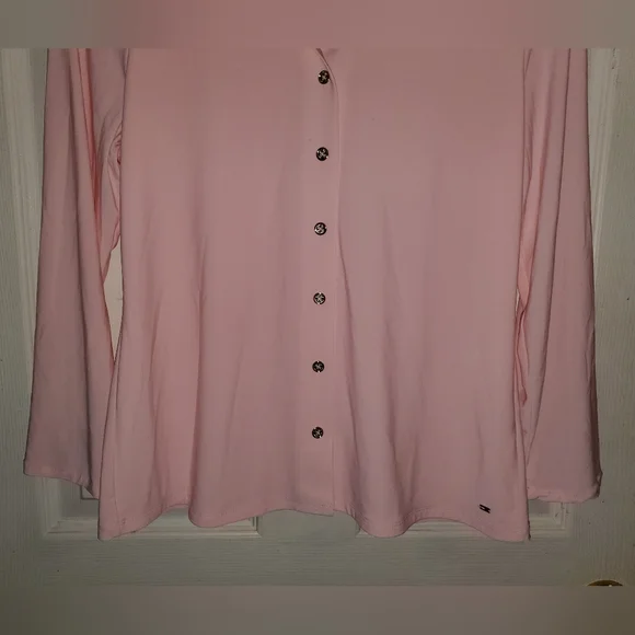 5 for $25 | Tommy Hilfiger Pastel Pink Collared Long Sleeve Button Down Blouse - Picture 3 of 14